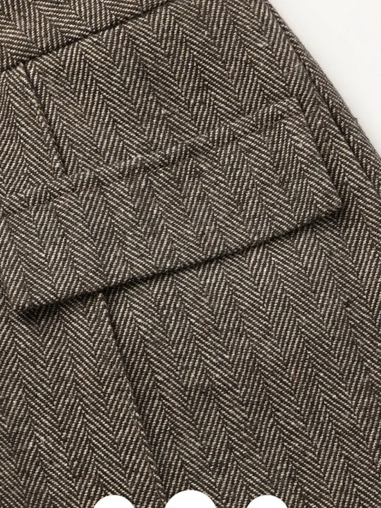 Commense Wide-Leg Herringbone Trousers — Brown - Picture 4 of 5
